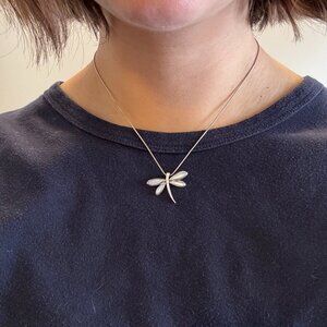 Silver Dragon Fly Necklace